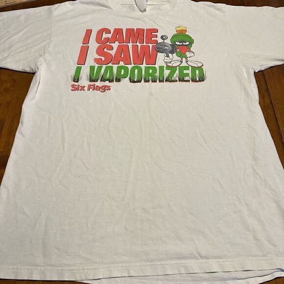 VTG 90s Six Flags Marvin the Martian Looney Tunes Vaporized T-Shirt Mens Size XL - Picture 1 of 10